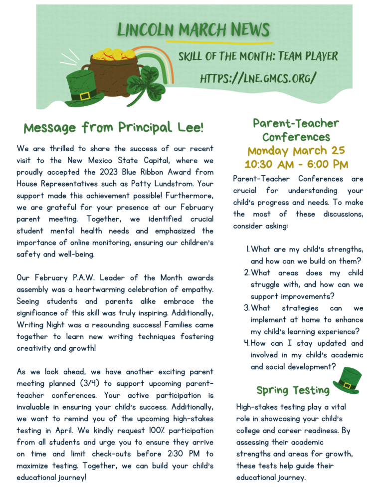 monthly newsletter for preschool parents